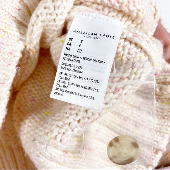 American Eagle Outfitters AEO Chunky Knit Button Pullover Cotton Blend Sweater S - Picture 11 of 11